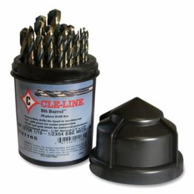 Cle-Line C21165 Bit Barrel&#153; 1875R Heavy-Duty Black and Gold Mechanics Length Drill Set, 29-Pc, 1/16 in-1/2 in Drill Sizes