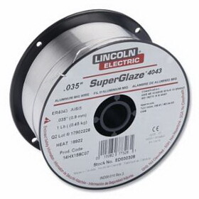 Lincoln Electric ED030308 Superglaze 4043 Mig Wire, 0.035 In Dia, (20) 1 Lb Spool, Aluminum