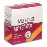 Medi-First 61450 Extra Heavy Weight Adhesive Bandage, 7/8 In W, 3 In L, Strip, Fabric