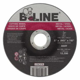 B-Line Abrasives 903-27RC578 5 X .045 B-Line T27 Cutting Wheel A60T 7/8 A.H.