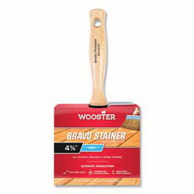 Wooster 0F51190046 Bravo Stainer&#153; Paint Brushes, 4-3/4 in W, Bristle/poly blend, wood handle