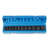 Grey Pneumatic 1202 Impact Socket Set, 3/8 in Drive, SAE, 12-point, 5/16 in to 1 in Socket Size, 12-Pc Standard Length