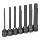 Grey Pneumatic 1247H Impact Hex Driver Set, 3/8 in Drive, SAE, 3/16 in to 1/2 in, 7-Pc 4 in Length