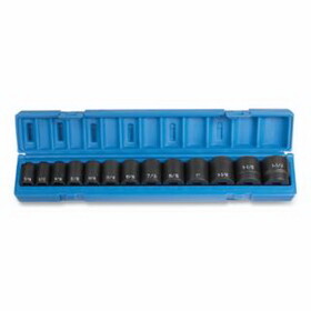 Grey Pneumatic 1312 Impact Socket Set, 1/2 in Drive, SAE, 6-point, 7/16 in to 1-1/4 in Socket Size, 13-Pc Standard Length