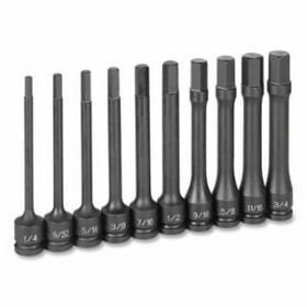 Grey Pneumatic 1360H Impact Hex Driver Set, 1/2 in Drive, SAE, 1/4 in to 3/4 in, 10-Pc 6 in Length