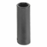Grey Pneumatic 2012MD Deep Length Impact Socket, 1/2 in Drive Size, 12 mm Socket Size, Hex, 6-point