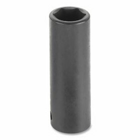 Grey Pneumatic 2025MD Deep Length Impact Socket, 1/2 in Drive Size, 25 mm Socket Size, Hex, 6-point