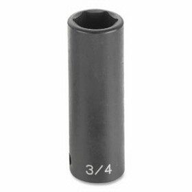 Grey Pneumatic 2033MD Impact Socket, 1/2 In Drive Size, 33 Mm Socket Size, Hex, 6-Point, Deep Length