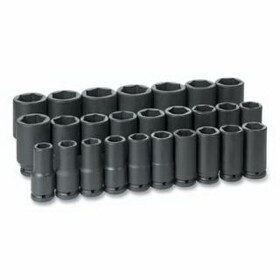 Grey Pneumatic 8026MD Impact Socket Set, 3/4 in Drive, Metric, 6-point, 19 mm to 50 mm Socket Size, 26-Pc Deep Length