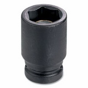 Grey Pneumatic 913MG Impact Socket, 1/4 In Drive Size, 13 Mm Socket Size, Hex, 6-Point, Magnetic, Standard Length