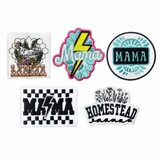 TOPTIE Iron On Patch Mama Embroidered Polyester Applique for Clothing, Shoes, Hats, Bags