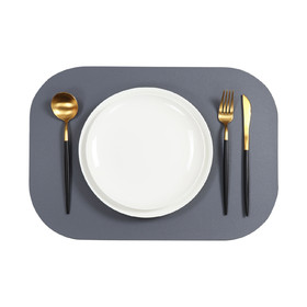 Muka Set of 4 Rectangle PU Placemats with Round Corners Easy to Clean Table Mats, 12.5" x 17.7"