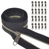 TOPTIE #5 Metal Zipper by The Yard, Bulk 10 Yards with 20 Pcs Sliders for Tailor Sewing Craft
