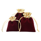 TOPTIE 50 PCS Velvet Jewelry Pouches with Drawstrings, Gold-rimmed Gift Bags For Wedding Party Christmas Decoration