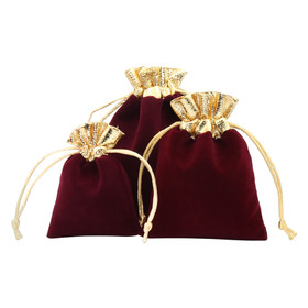 TOPTIE 50 PCS Velvet Jewelry Pouches with Drawstrings, Gold-rimmed Gift Bags for Wedding Party