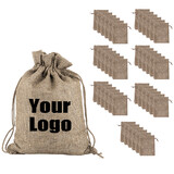 TOPTIE Custom Large Burlap Drawstring Bags 50 PCS, Gift Wrap Bag with Logo Printed, Storage Bag Party Favor Bags