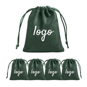 TOPTIE 50 PCS Custom Gift Wrap Bags with Drawstring, Logo on Soft Velvet Jewelry Storage Bag