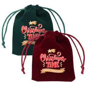 TOPTIE 50 PCS Christmas Velvet Gift Wrap Bags, Santa Claus Drawstring Bag Christmas Decoration Party Favors