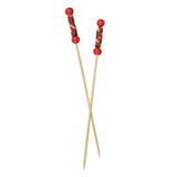Packnwood FUJI Bamboo Pick with Natural Beads and Red Design