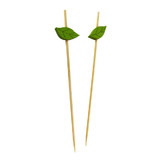 Packnwood 210BBLEAF12 Bamboo skewers with wooden leaf - 4.7in, 1000 pcs/ Case