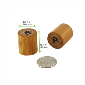Packnwood 210BKPS Bamboo Mini Salt & Pepper Set (Prefilled):.7 in H: .75 in, 100 pcs/ Case