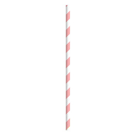 Packnwood Durable Pink & White Striped Paper Straws