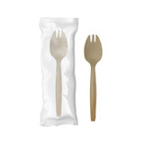 Packnwood 210CVBK2 Wooden Spork individually Wrapped With napkin , 250 pcs/ Case