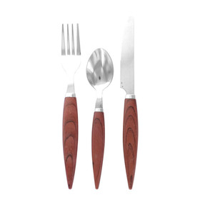 Packnwood 210CVINBOIS Stainless Steel Cutlery Set With Wood HAndle Wrapped in PP Bag, 50 pcs/ Case