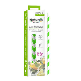 Packnwood 8NPCHP19LM1 Light Green Compostable Paper Straws 7.75 in. - retail - 12 packs of 25 pcs, 300 pcs/ Case