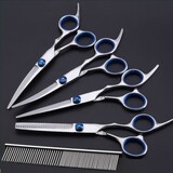 Muka Stainless Steel Pet Grooming Scissors Set 7 Inch Straight and Curved Shears for Dog Hair Trimming Professional Salon Use
