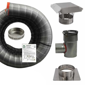 New England Chimney NC L425PK-B6 Lw 4" Idx25' Pel T Kit 304-006