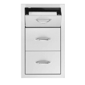 Summerset Grills SS SSTDC-17M 17" Vertical 2-Drawer & Paper Towel Holder Combo Masonry