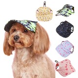 Aspire Canvas Pet Baseball Cap Adjustable Sunshade Breathable Dog Cat Hat for Outdoor Walking Camouflage Blue Grid