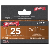 Arrow 257 T25 Round Crown Staples, 7/16