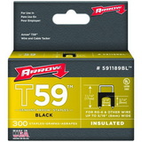 Arrow 591189BL Black T59 Insulated Staples for RG59 quad & RG6, 5/16