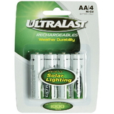 Ultralast ULN4AASL AA Rechargeable NiCd Batteries for Solar Lights, 4 pk