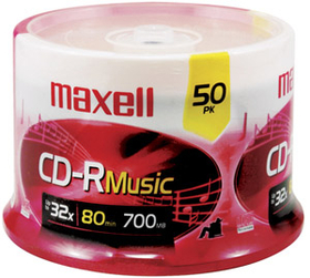 Maxell 625156 - CDR80MU50PK 80-Minute Music CD-Rs (50-ct Spindle)