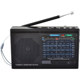 Supersonic SC-1080BT- BLK 9-Band Rechargeable Bluetooth Radio with USB/SD Card Input (Black)