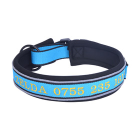 Muka Personalized Reflective Custom Dog Collar Embroidered with Pet Name and Phone Number, Adjustable Sizes