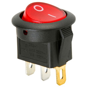 Parts Express SPST Round Rocker Switch with Red Illumination 13A 125VAC