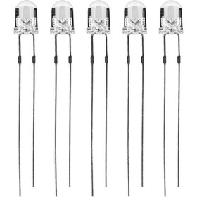 Parts Express 5-Pack 12V AC/DC 4mm 3089K Warm White Bare Wire LEDs