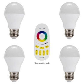 Milight Four Zone Bundle with Four Milight RGBW Cool/Warm White LED Bulbs and Four Zone Remote