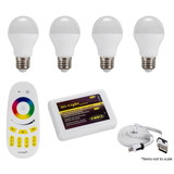 Milight Smart Light Bundle with Four RGBW Cool/Warm White LED Bulbs Remote 4-Zone Wi-Fi Controller