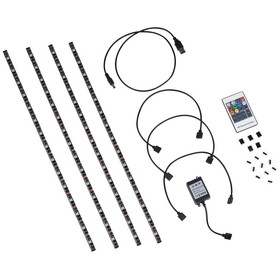 Parts Express Home Theater Four 0.5m RGB LED TV Backlight Strip Kit with RF Remote 5V USB Powered