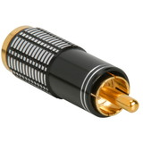 Parts Express Gold RCA Super Plug Connector Black 6.3 mm Cable Entry