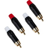 RCA Gold Plated Male Plugs 2 Red 2 White with 6mm Cable Entry