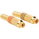 Parts Express Gold RCA In-Line Jack Connector with Strain Relief Pair