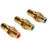 Parts Express Gold Component RCA Jack Bulkhead Red/Green/Blue Set Hex Type