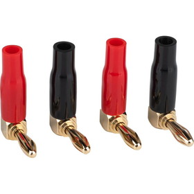 Parts Express Right Angle Gold Plated Banana Jacks 2 Red + 2 Black with Set Screws