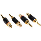 Parts Express Expanding Banana Plug with Dual Set Screws and Carbon Fiber Wrapped Brass Shell 2 Pair